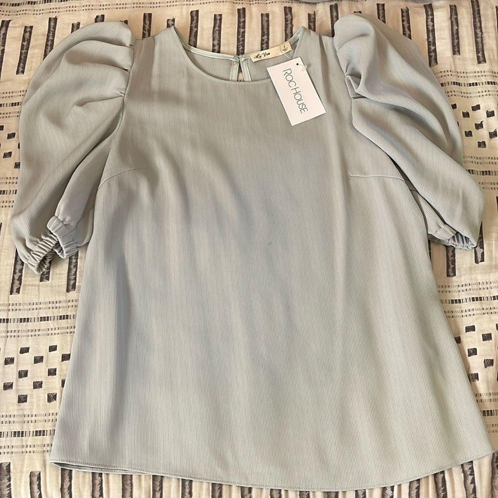 Puff sleeve blouse-Sage green